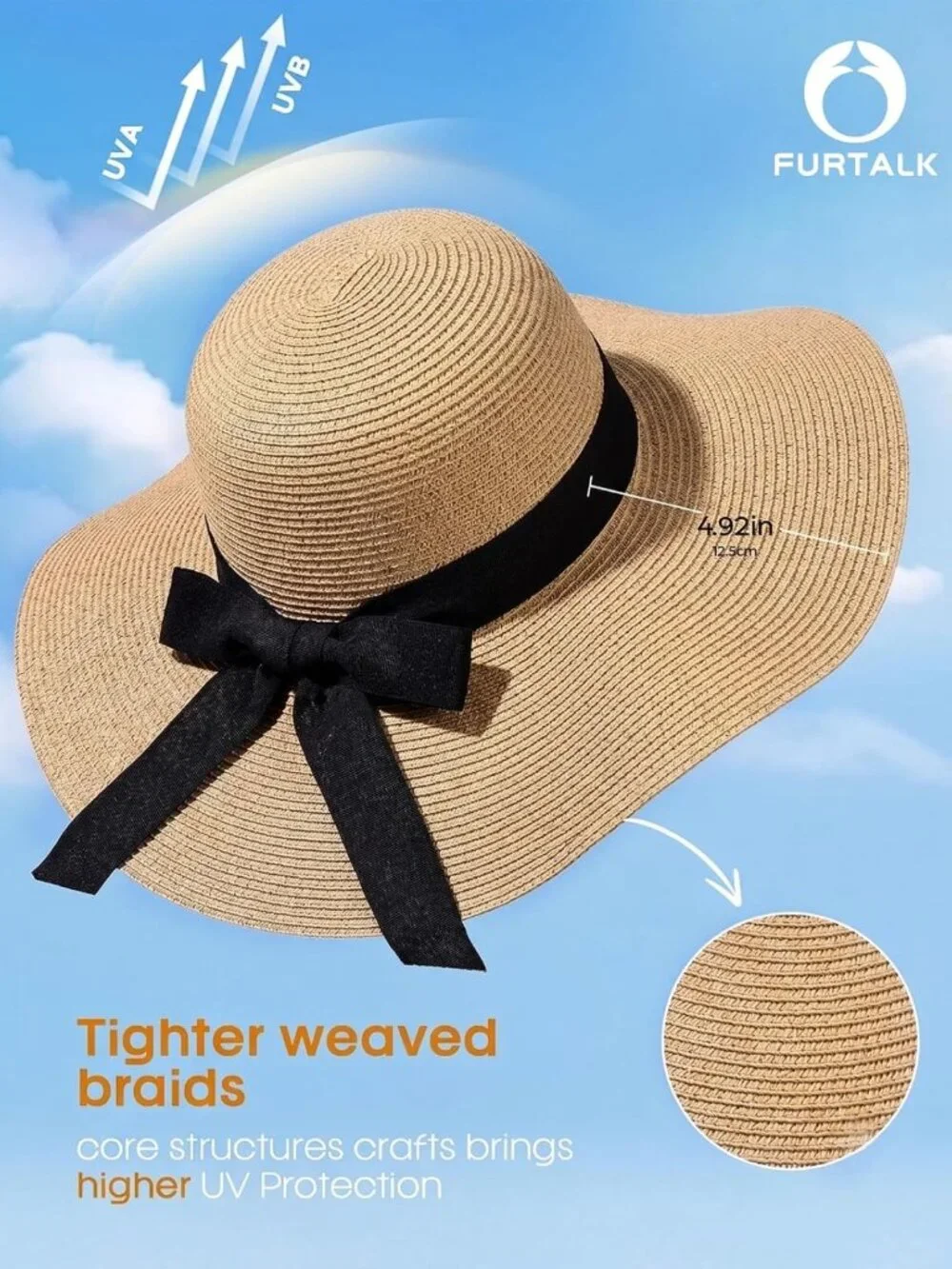 Wide Brim Floppy Sun Hat for Women | Foldable Straw Beach Hat with Chin Strap